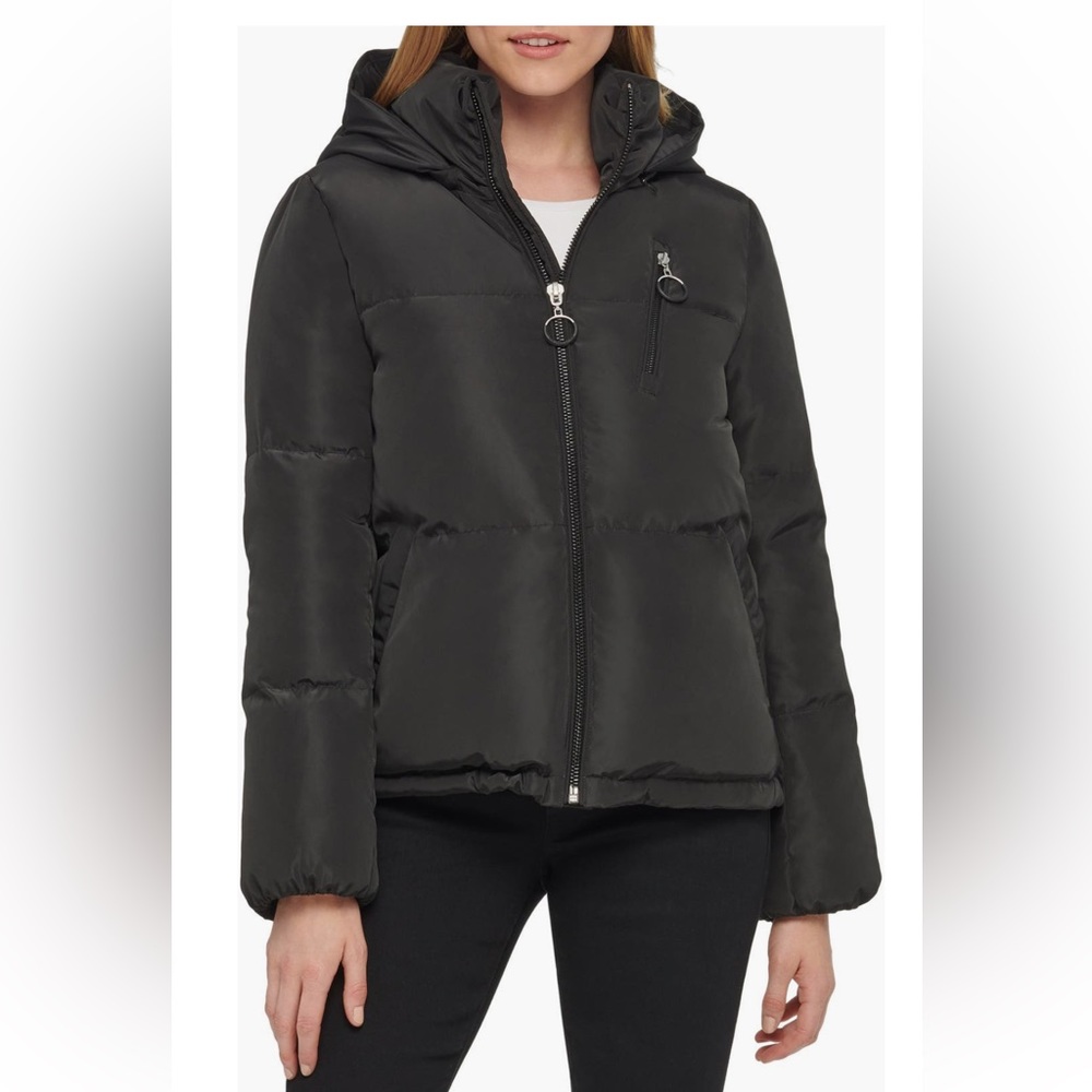 Karl Lagerfield Paris Short Hooded Down Puffer Jacket